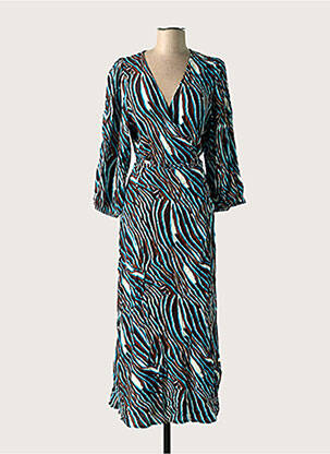 Robe longue imprimé fantaisie manches 3/4 noir ASTRID BLACK LABEL femme