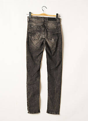 Jeans coupe slim broderie rivets taille haute gris BLACK LABEL femme