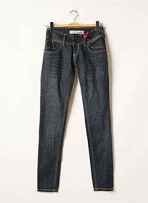 Jeans coupe slim broderie rivets taille haute bleu GET INFECTED femme