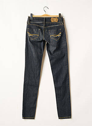 Jeans coupe slim broderie rivets taille haute bleu GET INFECTED femme