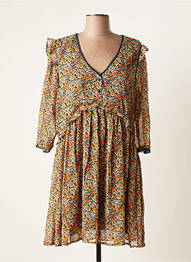 Robe courte manches 3/4 manches 3/4 jaune BY ONE femme
