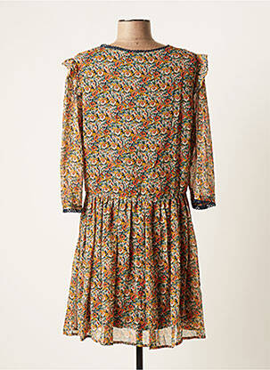 Robe courte manches 3/4 manches 3/4 jaune BY ONE femme