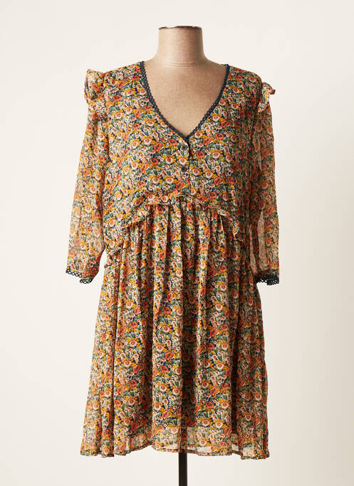 Robe courte manches 3/4 manches 3/4 jaune BY ONE femme