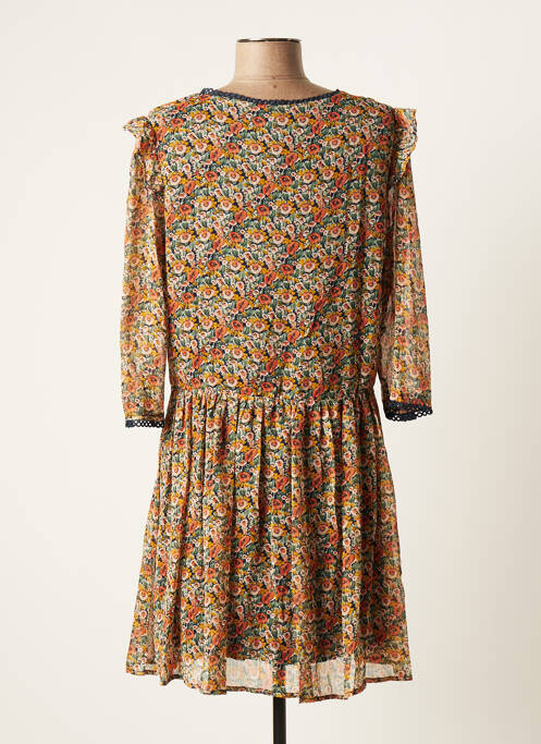 Robe courte manches 3/4 manches 3/4 jaune BY ONE femme
