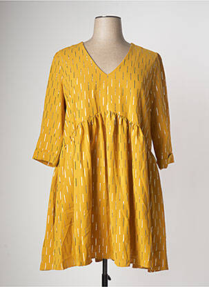 Robe mi-longue jaune BY ONE pour femme