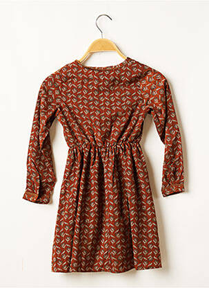 Robe mi-longue doublure manches longues marron MINI MIGNON fille