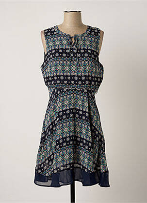 Robe mi-longue imprimé fleurs sans manche bleu LES P'TITES BOMBES femme