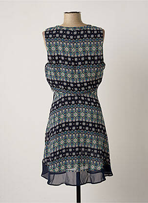 Robe mi-longue imprimé fleurs sans manche bleu LES P'TITES BOMBES femme