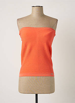 Top col carré sans manche orange GUESS femme