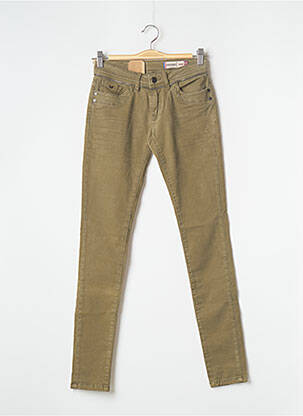 Pantalon slim broderie rivets taille normale vert KAPORAL femme