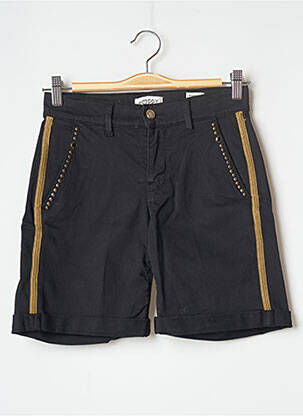 Short fermeture zippée sous rabat boutonné taille normale noir HAPPY femme
