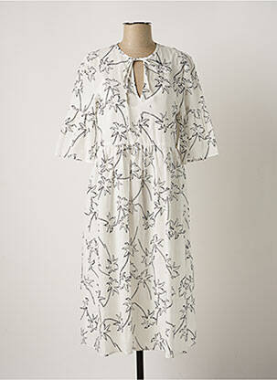 Robe mi-longue manches courtes manches courtes blanc PENNYBLACK femme