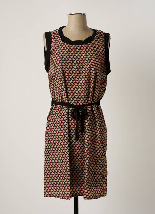Robe mi-longue coupe fluide sans manche rouge ARELINE femme