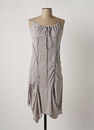 Robe mi-longue col rond fines bretelles gris ARELINE femme