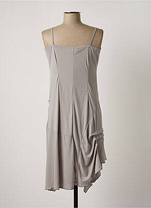 Robe mi-longue col rond fines bretelles gris ARELINE femme