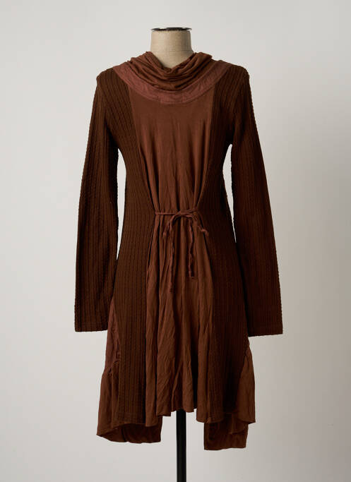 Robe mi-longue marron ARELINE pour femme
