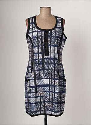 Robe mi-longue imprimé fantaisie sans manche bleu ARELINE femme