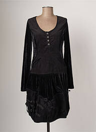 Robe mi-longue manches longues manches longues noir ARELINE femme