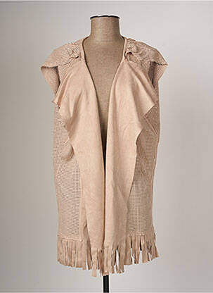 Gilet manches courtes col v rose ARELINE femme