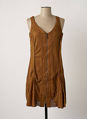 Robe mi-longue sans manche sans manche marron ARELINE femme
