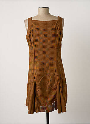 Robe mi-longue sans manche sans manche marron ARELINE femme