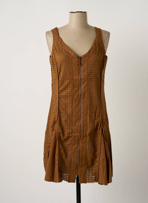 Robe mi-longue sans manche sans manche marron ARELINE femme