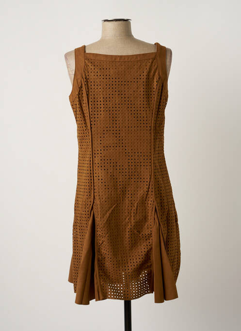 Robe mi-longue sans manche sans manche marron ARELINE femme