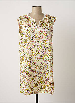 Robe courte imprimé fleurs sans manche beige ARELINE femme