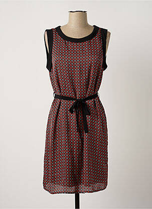 Robe mi-longue imprimé fantaisie sans manche rouge ARELINE femme