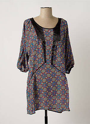 Tunique manches courtes coupe cintrée bleu ARELINE femme
