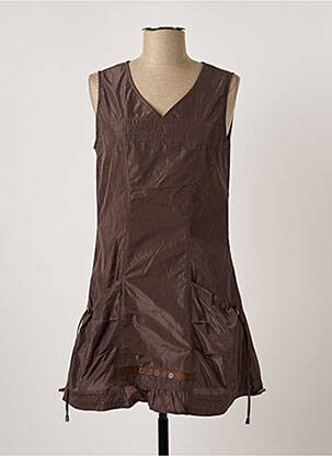 Robe courte sans manche sans manche marron ARELINE femme