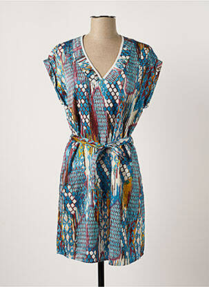 Robe courte manches courtes manches courtes bleu ARELINE femme