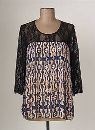 Top coupe fluide manches 3/4 noir ARELINE femme