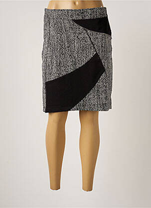Jupe mi-longue coupe droite noir ARELINE femme