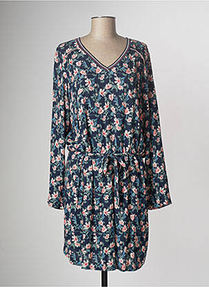 Robe mi-longue imprimé fleurs manches longues bleu MAE MAHE femme