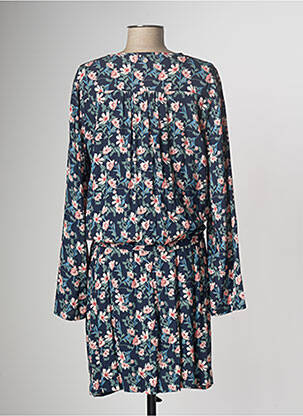 Robe mi-longue imprimé fleurs manches longues bleu MAE MAHE femme