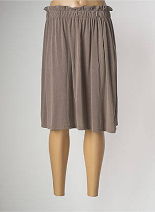 Jupe mi-longue stretch marron FELINO femme