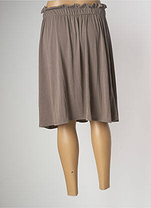 Jupe mi-longue stretch marron FELINO femme