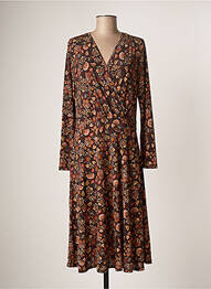 Robe mi-longue imprimé fleurs manches longues noir DIANE LAURY femme