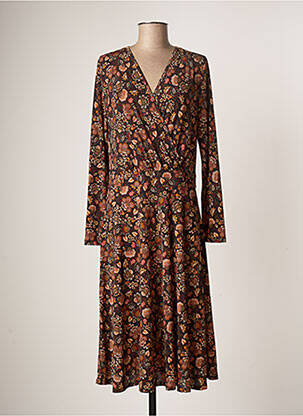 Robe mi-longue coupe évasée manches longues noir DIANE LAURY femme