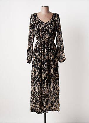 Robe longue manches longues manches longues noir JULIE GUERLANDE femme