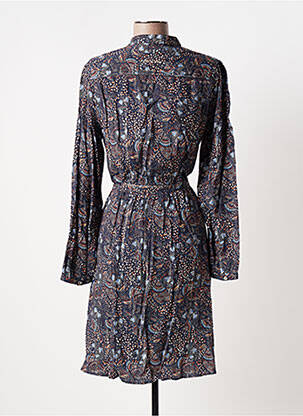 Robe mi-longue imprimé fantaisie manches longues bleu JULIE GUERLANDE femme