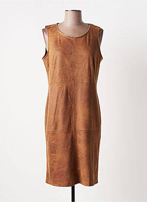Robe mi-longue sans manche sans manche marron JULIE GUERLANDE femme