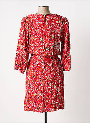 Robe mi-longue imprimé fleurs manches longues rouge JULIE GUERLANDE femme