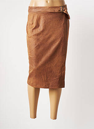Jupe mi-longue stretch marron JULIE GUERLANDE femme
