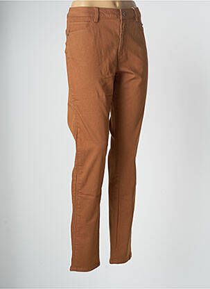 Pantalon slim tissage popeline taille normale marron C'EST BEAU LA VIE femme