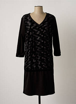 Robe mi-longue manches 3/4 manches 3/4 noir JOY femme