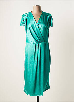 Robe mi-longue manches courtes manches courtes vert DANIELA femme