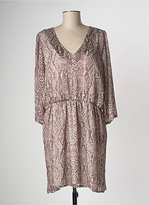 Robe mi-longue manches longues manches longues marron MULTIPLES femme