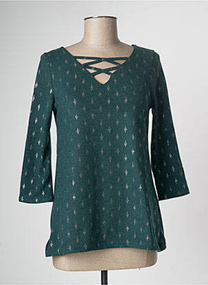 Pull coupe cintrée manches 3/4 vert MULTIPLES femme